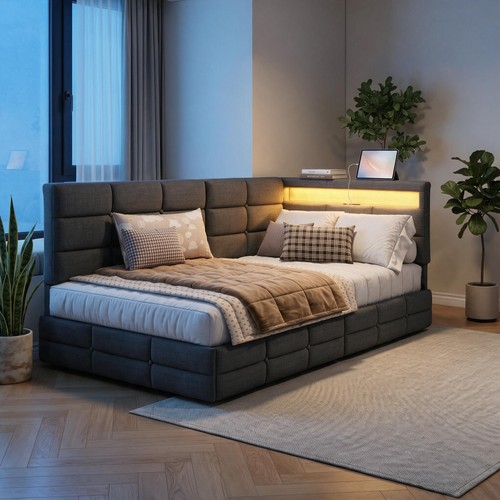 Schlafsofa 90x200cm mit led - schlafsofa, led/