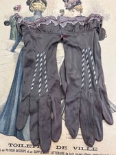 Vintage New Old Stock Damen Handschuhe Seide/Viskose Zierstulpen Foreign Label