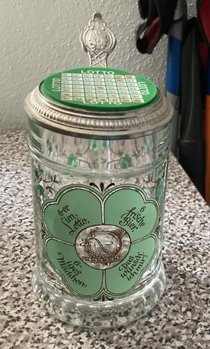 Glaskrug mit zinndeckel - mit,