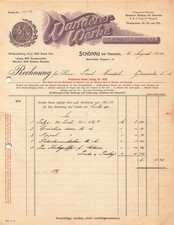 Alte Rechnungen, "Wanderer-Fahrradwerke, Schönau b. Chemnitz" 26.08.1910