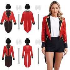 Damen Set Klassisch Outfits Glänzend Einheitlich Cosplay Mantel Clubwear Jacke