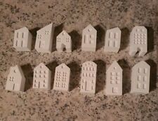 Deko Mini- Lichthäuser 12er Set Keraflott weiß Handarbeit 2,5-4,5 cm Weihnachten