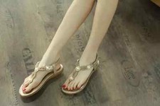 Sandalen Frau Niedrig Beige