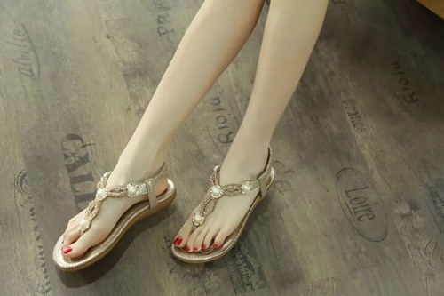Sandalen frau niedrig beige - sandalen,