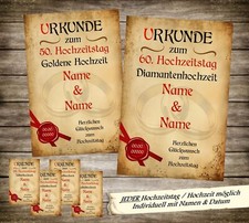 1 Urkunde - Hochzeitstag (wählbar) - A4 - Individueller Druck - Hochzeitstage