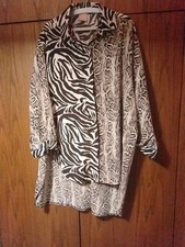 Tunika, Longbluse bunt, Gr. 48 / 50 , XXL, Zeta Otto, schwarz weiss, gebraucht