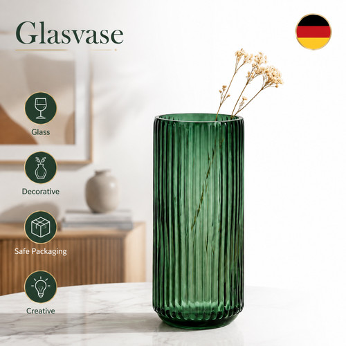 Grün glasvase gerippt - glasvase,