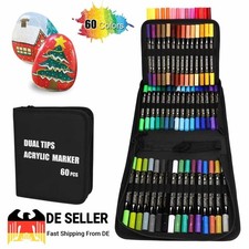 Acrylstifte für Steine Wasserfest, 60 Farben Dual Tip Acrylic Paint Marker Set