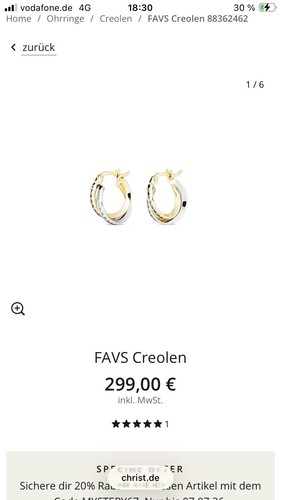Favs creolen echtgold - echtgold, 375