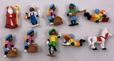 Sinterklaas Zwarte Piet Ozosnel Pferd Figuren Set 5cm Plastik Vintage Blokker