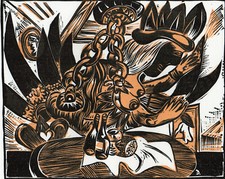 LEUCHTERWEIBCHEN - LINOLSCHNITT - HANDSIGNIERT + DATIERT