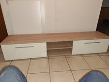 Lowboard TV-Board Zinneiche Glas Seidengrau 200x50x37Cm