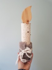 Baumstamm Birkenstamm Deko Kerze Holz Birke ca. 31,5cm Landhaus Echtholz Handarb