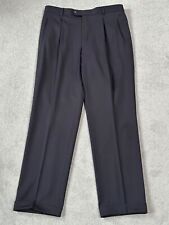 REDA Super 100 S klassische blaue Stoffhose -Bundfalte/Umschlag -100% Schurw TOP