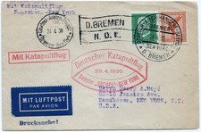 Katapult 1930 Dt. Reich Brief Bremen Seepost Woodhaven Catapult 10 b / 1174