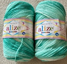 200g Alice Bebe Batik Sekerim Wolle Baby Stricken Häkeln F. 6317 Mint Nadel 3-4