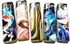 5 x Feuerzeug Elektronik Gas Feuerzeuge Lighter Motiv Serie Marmor Stein