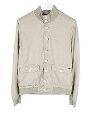 Mason's Jacke Herren (It) 54 Dünn Leinen Mischung Geknöpft Hoher Kragen Taschen