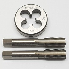 M12 x 1,25 Schneideisen + 2 tlg. Handgewindebohrer Feingewinde Gewindebohrer