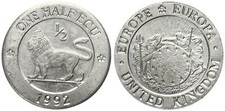 Medaille - Europa United Kingdom - Großbritannien 1/2 One Half ECU 1992