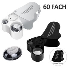 60x 30x Taschenlupe Lupe Vergrößerungsglas Leselupe Juwelierlupe Leuchtlupe LED