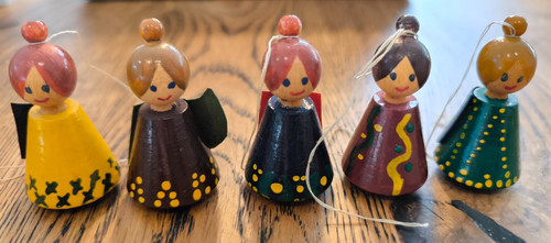 Vintage holzengel anhänger - 5x,