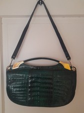 Grüne Vintage Areitio Krokodilleder, Ledertasche, Tasche, Handtasche, 60er Jahre