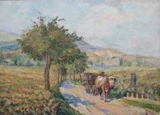 Weinlese im Elsass Ölgemälde