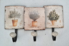 Wandgarderobe, Metall, 3 teilig, Olivenbaum, Shabby Chic  Vintage ,35 cm lang