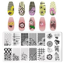 Stamping Schablone Stempel Platte Blumen Muster Nails Nageldesign Fingernagel