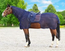Euroriding Fliegen Ausreitdecke mit Sattelausschnitt Halsteil navy Fliegendecke