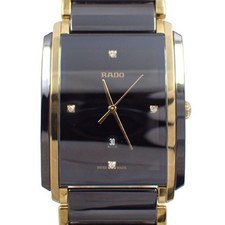 Rado Integral Herrenuhr Keramik x Gold GP 4P Diamant schwarzes Zifferblatt...