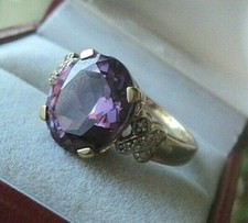9ct Goldring Diamant Amethyst