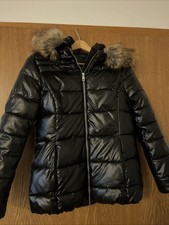 Schwarze Glanz Daunen Jacke