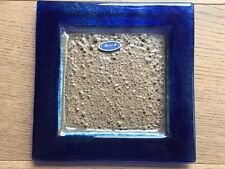 JOSKA Crystal Glasplatte quadratisch 19,5 cm blauer Rand - TOP!!