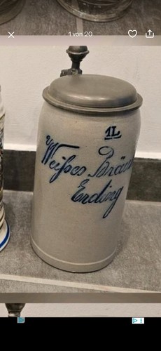 Bierkrug blau grau - bierkrug,,