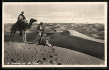 Ägypten, Kamel und Beduinen in der Wüste, Ansichtskarte 