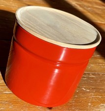 Riess 12x13cm 1350ml Vorratsdose Emaille mit Eschenholzdeckel rot