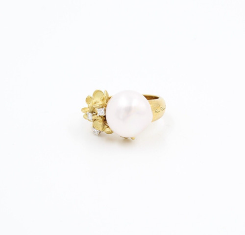 Gelbgold ring 18kt - gelbgold, perle