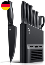 Messerset Mit Messerblock Set, 7-TLG Kochmesser Set Mit Messer, Schere, Messerbl