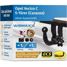 ANHÄNGERKUPPLUNG abnehmbar für Opel Vectra C Caravan 03-08 +13polig E-Satz ABE