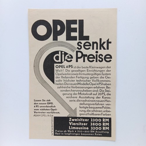 1929 opel preisliste - 1929,