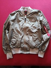 Alpha Industries MA 1 Bomberjacke Silbergrau/grün Größe S Neu