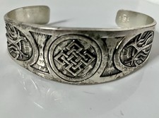 Armreif / Armspange, versilbert, unisex,mit keltischem Knoten + Muster, unisex