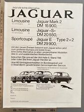 Jaguar Mark 2 S E-Type 2+2 Oldtimer Original Vintage Werbung 1967 Reklame Advert