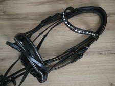 Trense mit schwedischem, anatomischem Reithalfter, schwarz, Glitzer, WB/Full