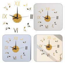  Rahmenlose DIY-Wanduhr, goldene Musiknoten-Wanduhr, 3D-Stummschaltung, runde
