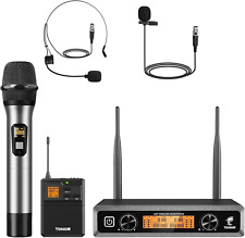 TONOR TW821 Lavalier Mikrofon Set Wireless 4 Kanäle Bodypack Für Karaoke & Reden