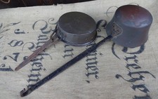 2 x alte Kupfer Stielpfanne Pfanne Ø ca. 18 / 17 cm " alte Küche" Herd Deko urig