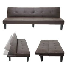 B-Ware 3er-Sofa MCW-G11, Schlafsofa, Schlaffunktion 195cm, Kunstleder, braun